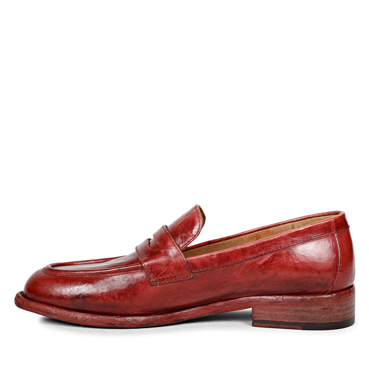 Saint Micola Red Leather Moccasins