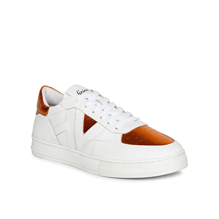 Saint Arlo White & Orange Leather Sneakers