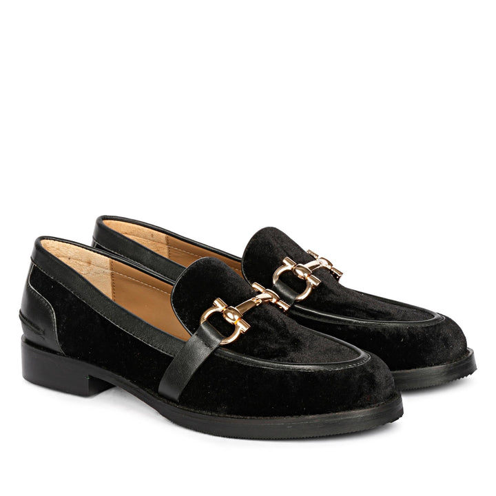 Saint Cinzia Black Velvet Moccasins