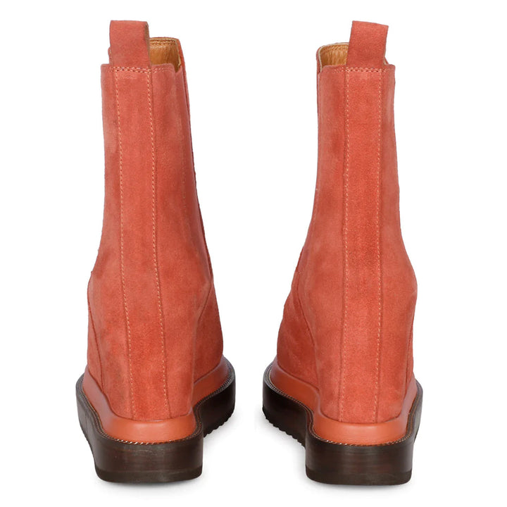 Saint Sylvie Orange Suede Leather Inner Wedge Heel Boots