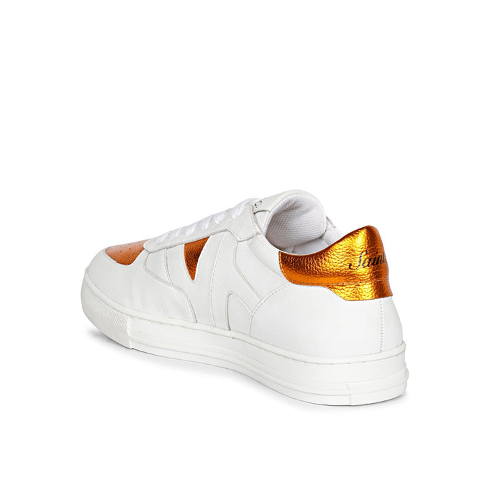 Saint Arlo Unisex White & Orange Leather Sneakers