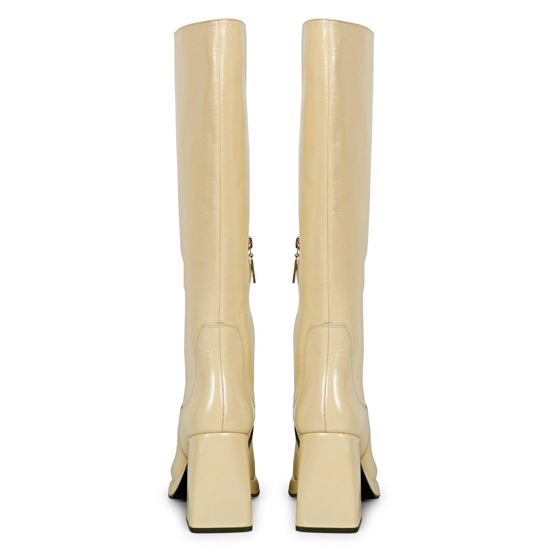 Saint Jolène Off White Harrod Patent Leather Long Boots