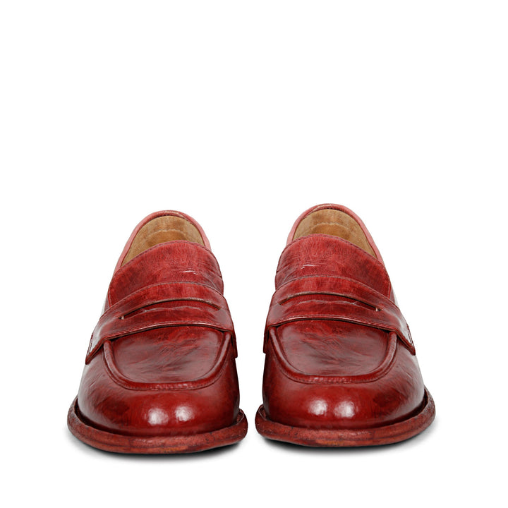 Saint Micola Red Leather Washed Moccasins