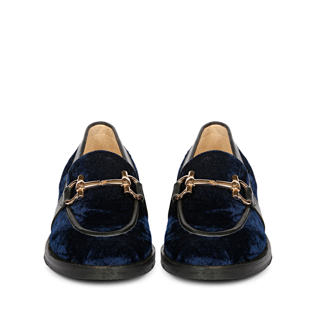 Saint Cinzia Blue Velvet Moccasins