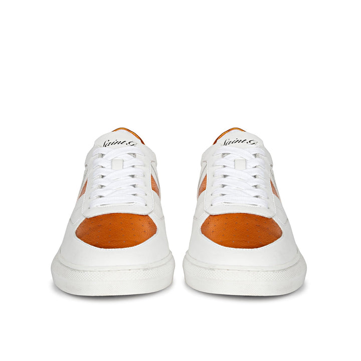 Saint Arlo Unisex White & Orange Leather Sneakers