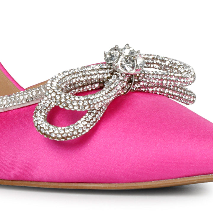 Silver Bow Statement Pumps - Hot Pink Luxury