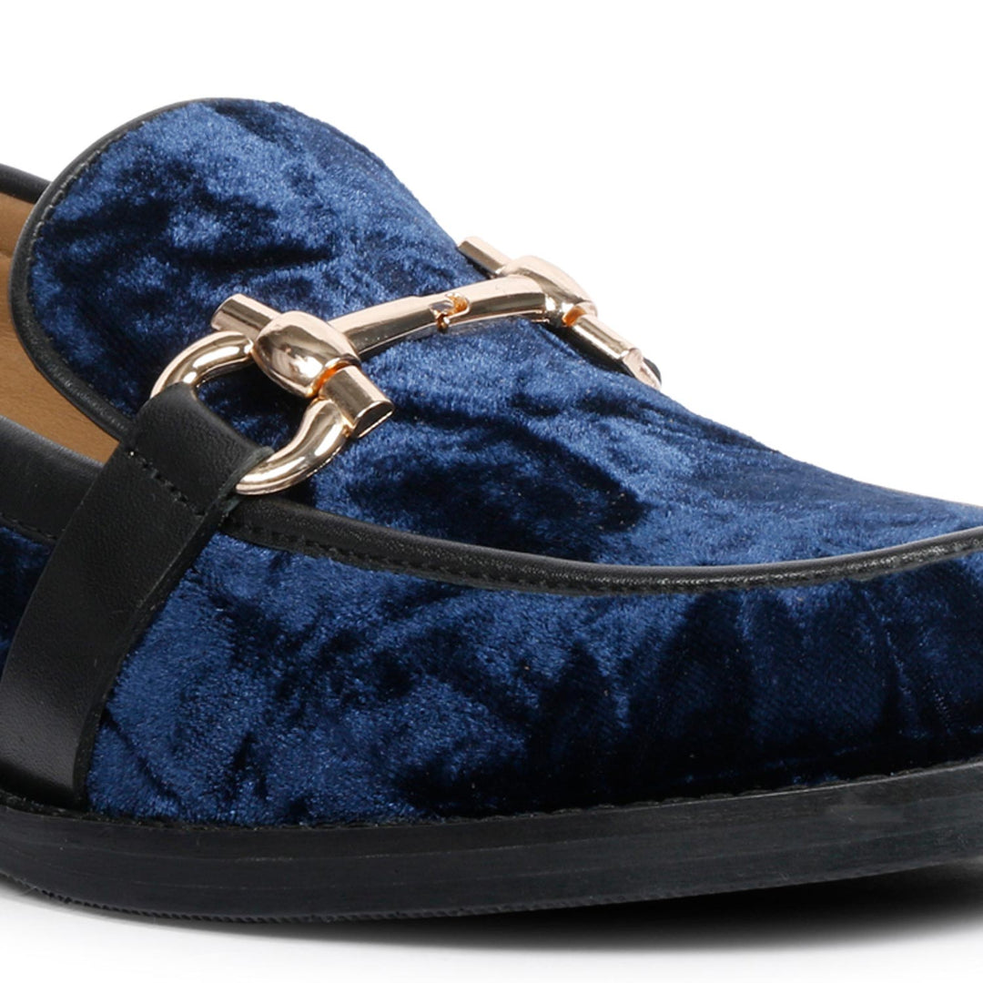 Saint Cinzia Blue Velvet Moccasins