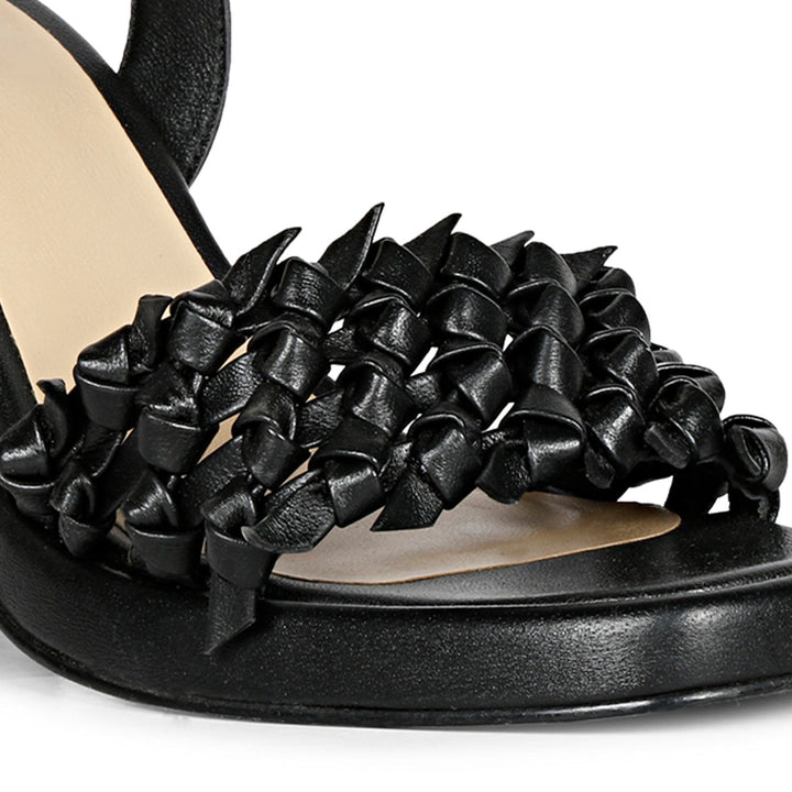 Chic Saint Joy heels in handwoven black leather design