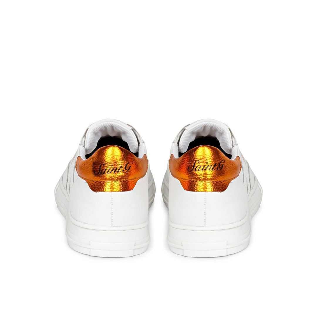 Saint Arlo Unisex White & Orange Leather Sneakers