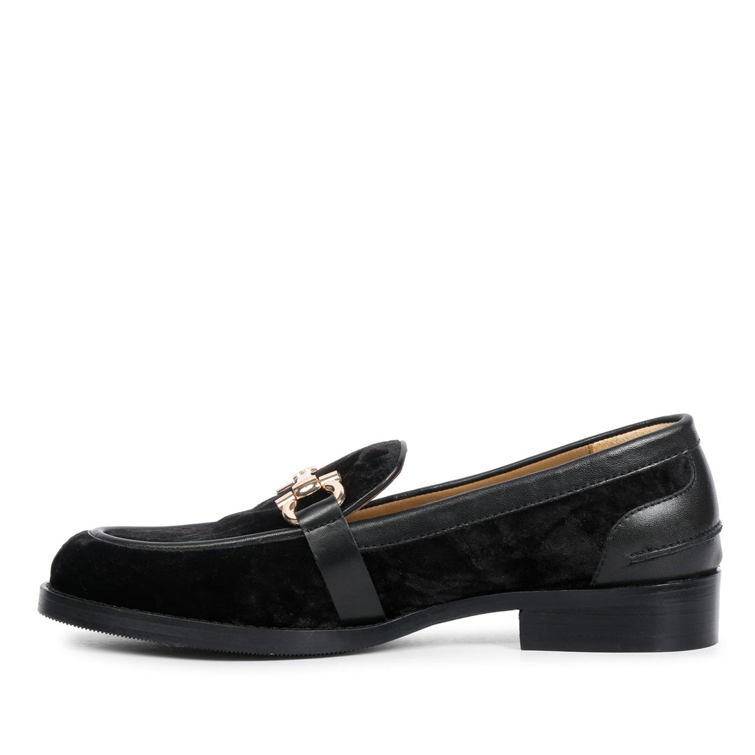 Saint Cinzia Black Velvet Moccasins