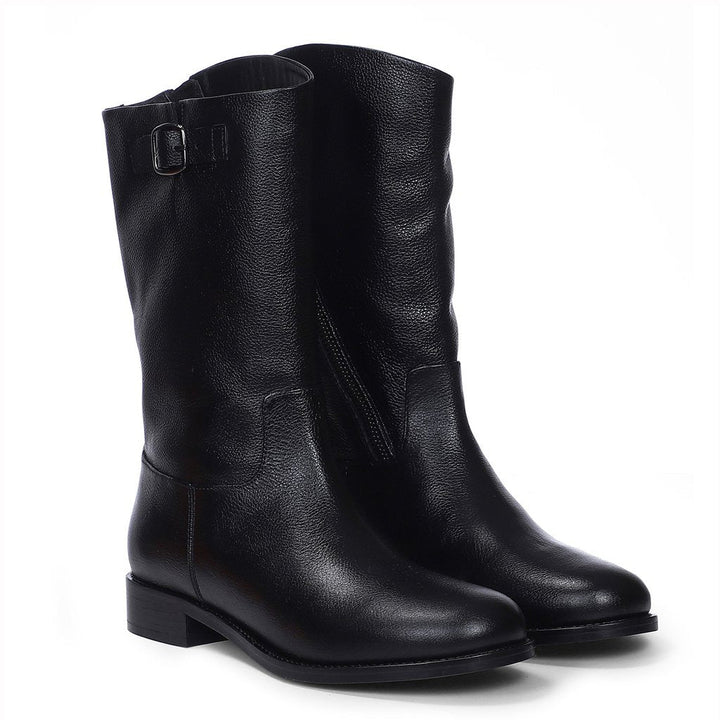 Saint Martina Black Leather Calf Boots - SaintG