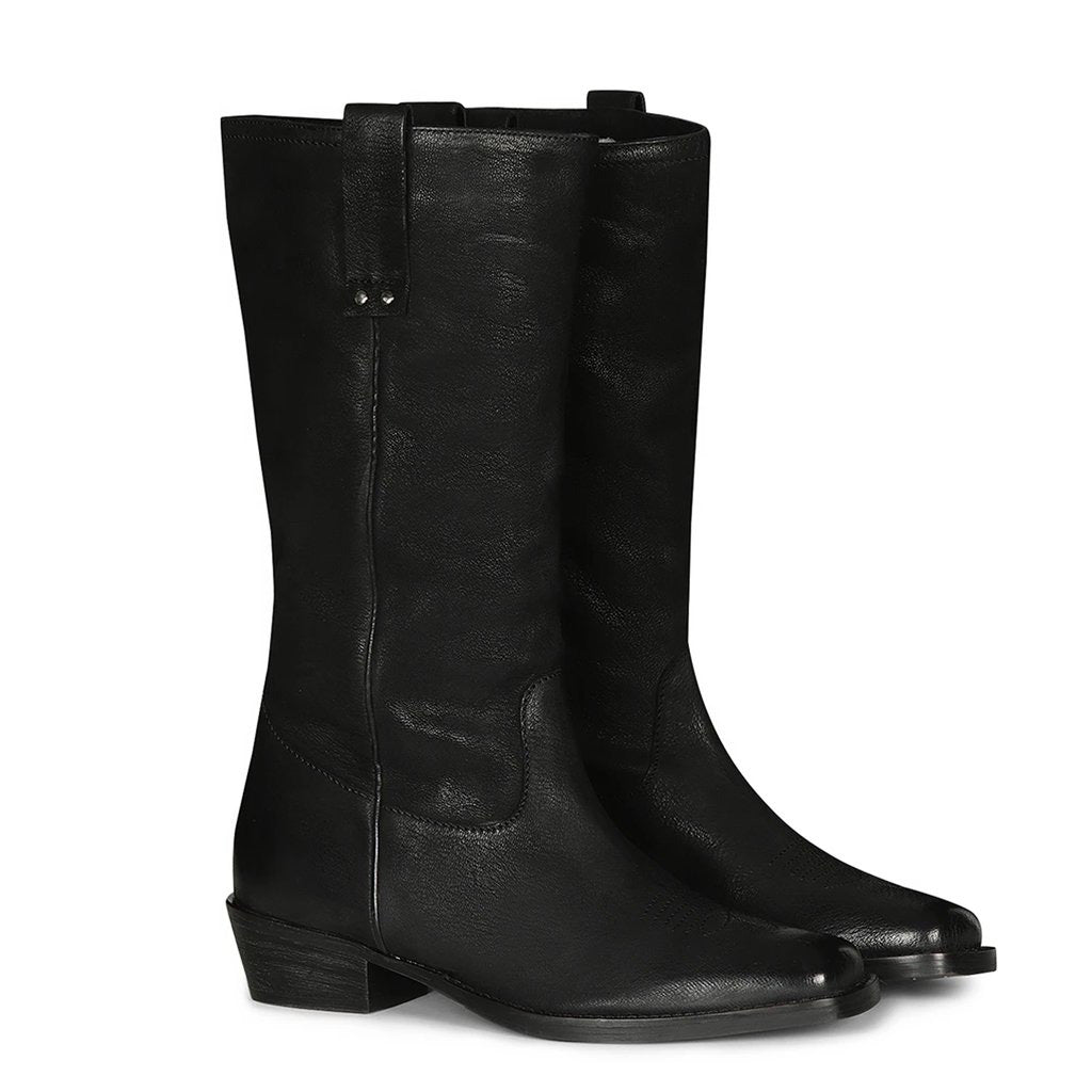 Saint Valery Black Leather cowboy Calf Boots - SaintG India