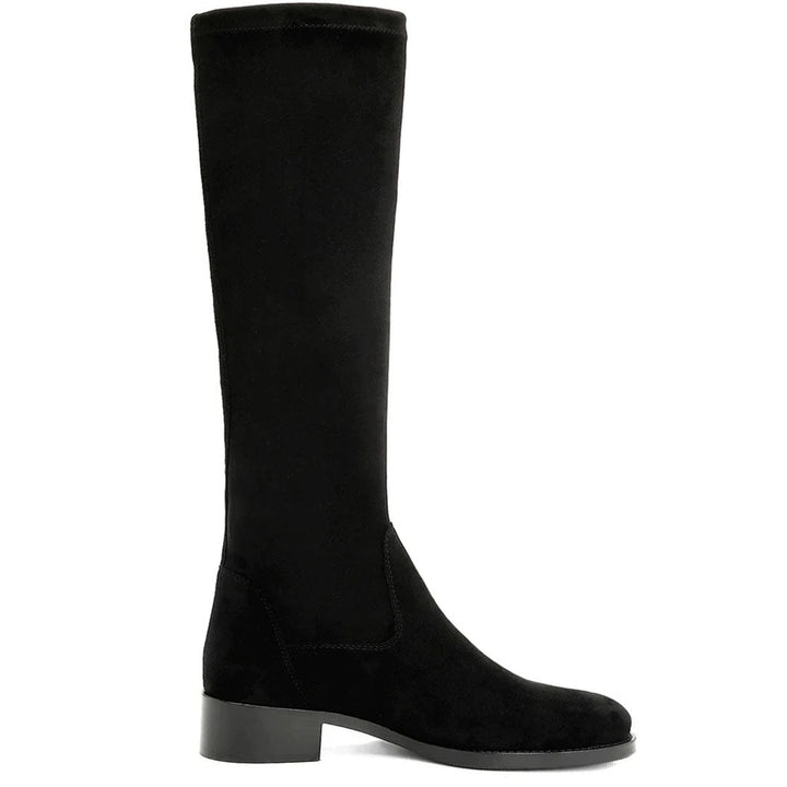 Saint Amy Black Stretch suede Leather Knee High Boots - SaintG