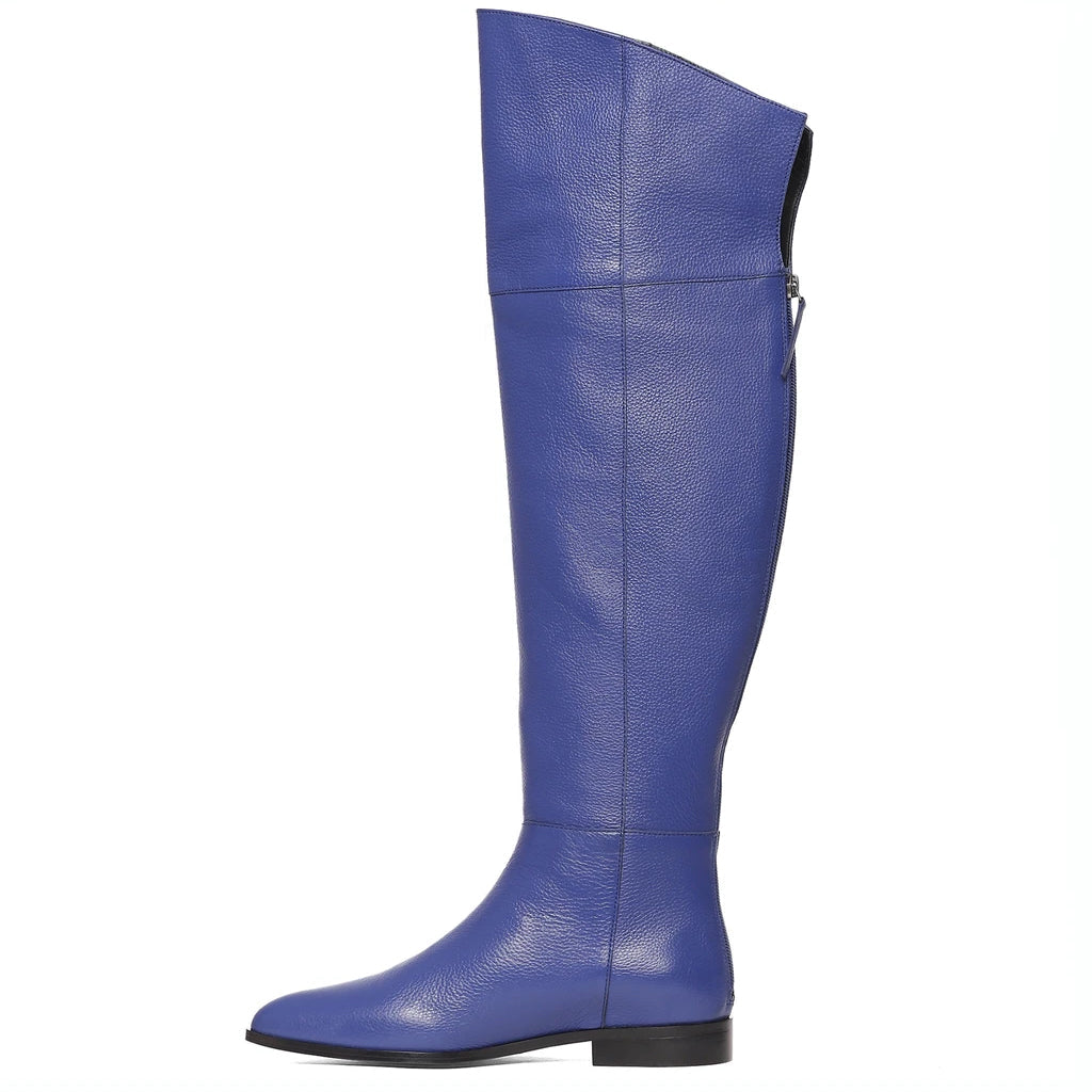 Saint Grace Blue Leather Thigh High Boots