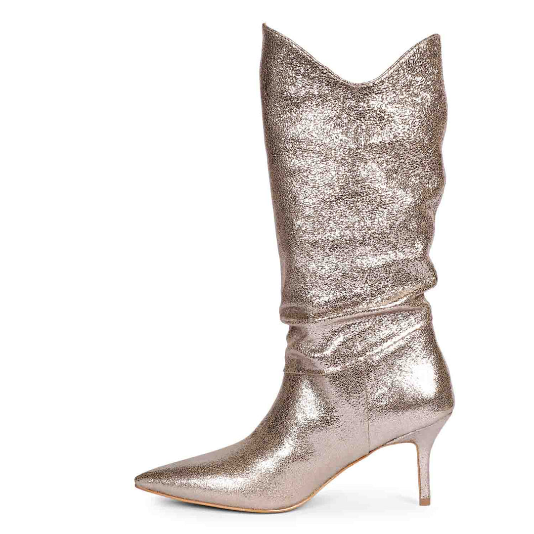 Versatile Saint Nayeli Silver Metallic Boots - Perfect for Casual and Dressy Occasions