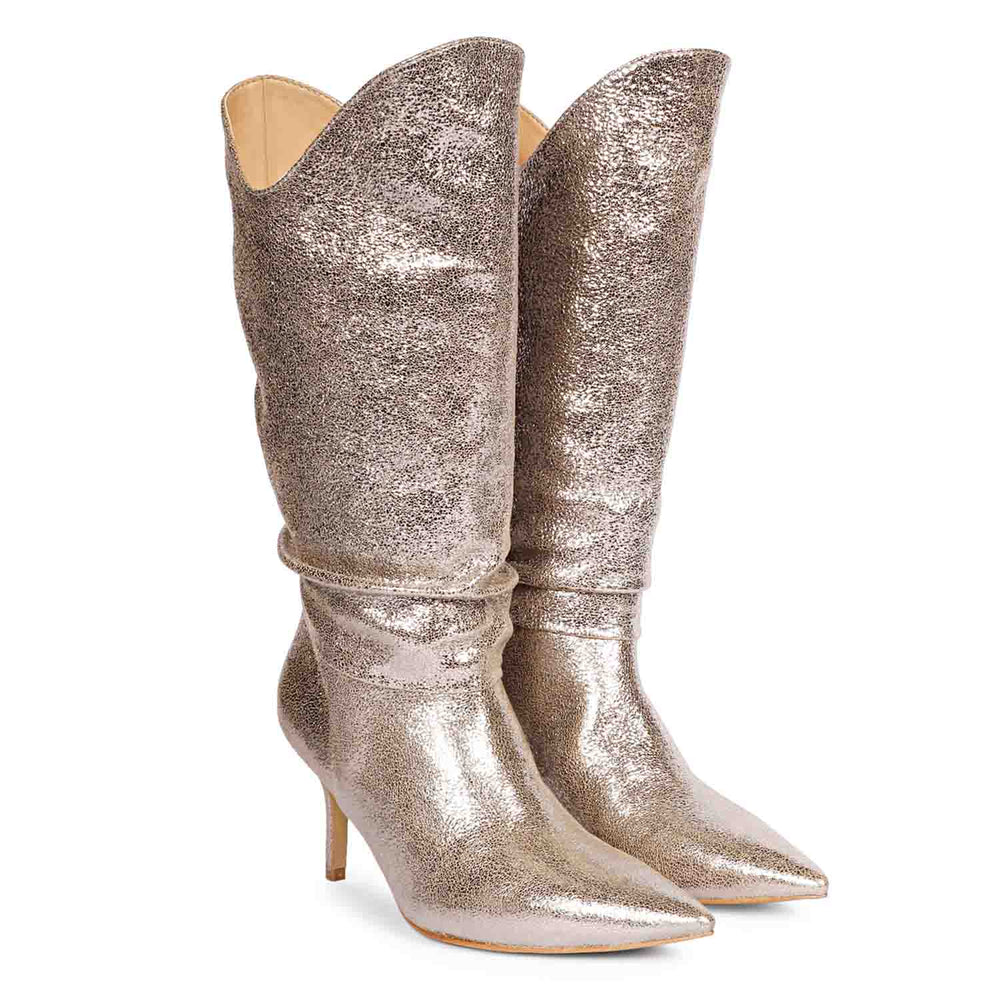 Versatile Saint Nayeli Silver Metallic Boots - Perfect for Casual and Dressy Occasions