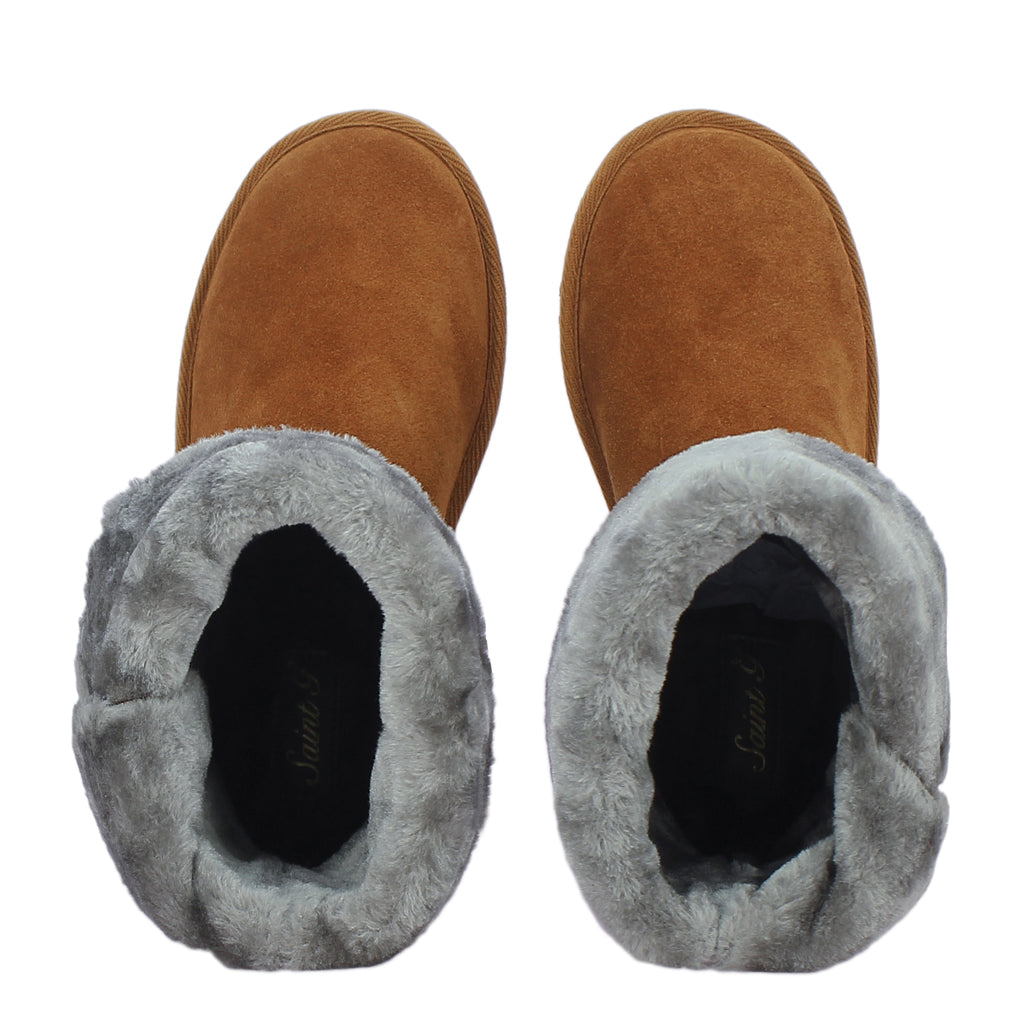 Buckle Detail Tan Suede Boots