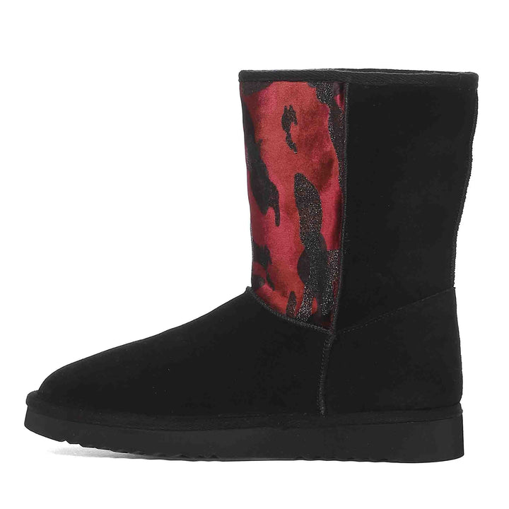 Burgundy Camo Snug Boots by Saint Flora: Stylish comfort in every step. Perfect for a trendy and cozy look. #FashionFootwear