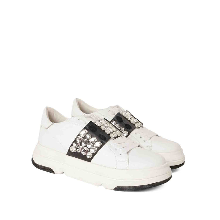 Saint Aifric Crystal White Leather Sneakers