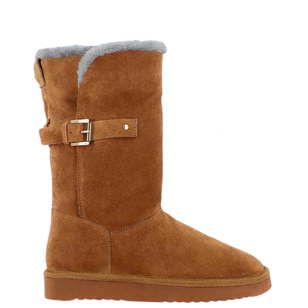 Decorative Buckle Tan Ankle Boots