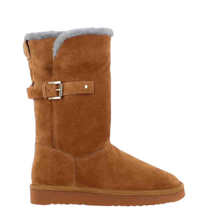 Decorative Buckle Tan Ankle Boots