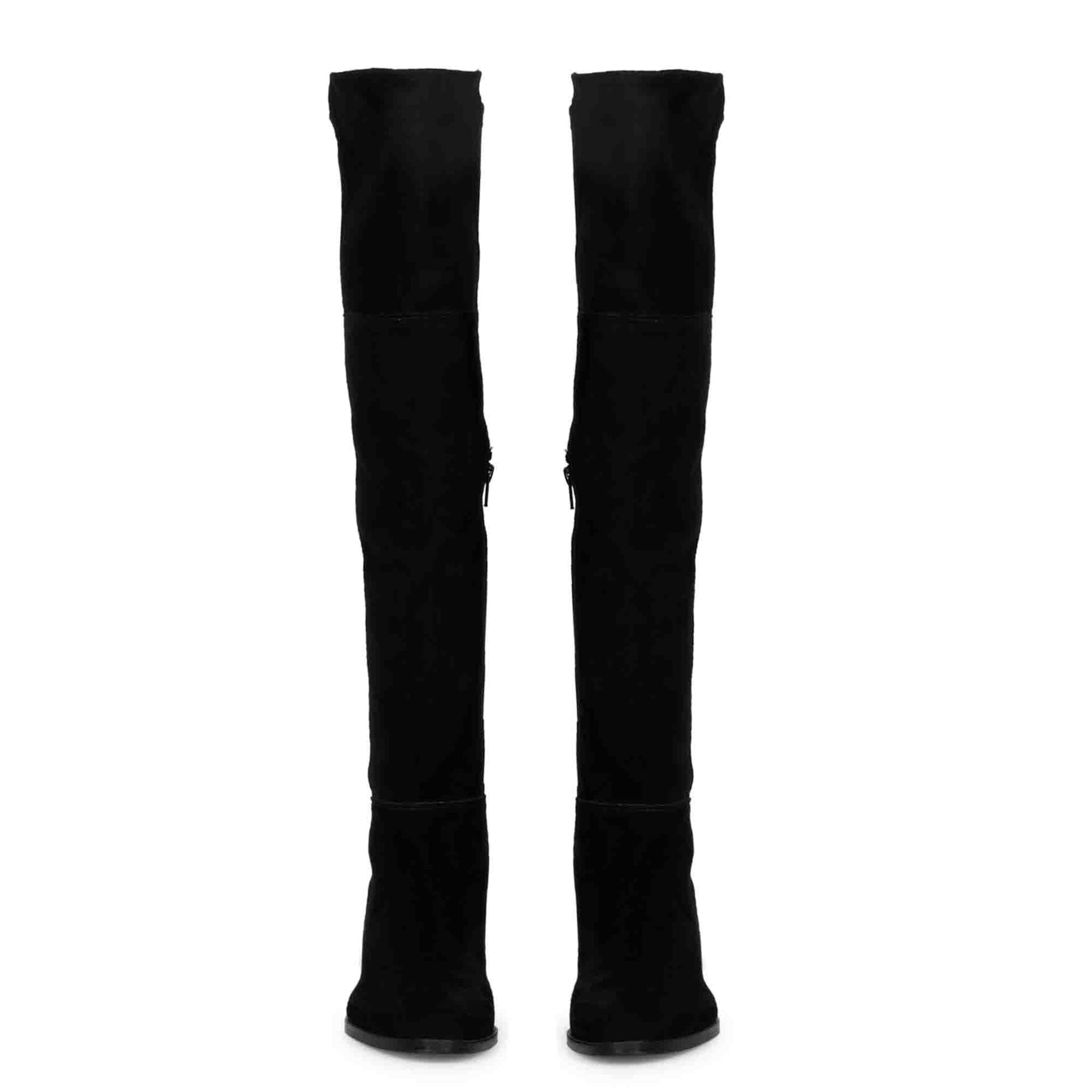womens black suede dress boots Dalia Tall Shaft Knee-High Boots in Black Suede