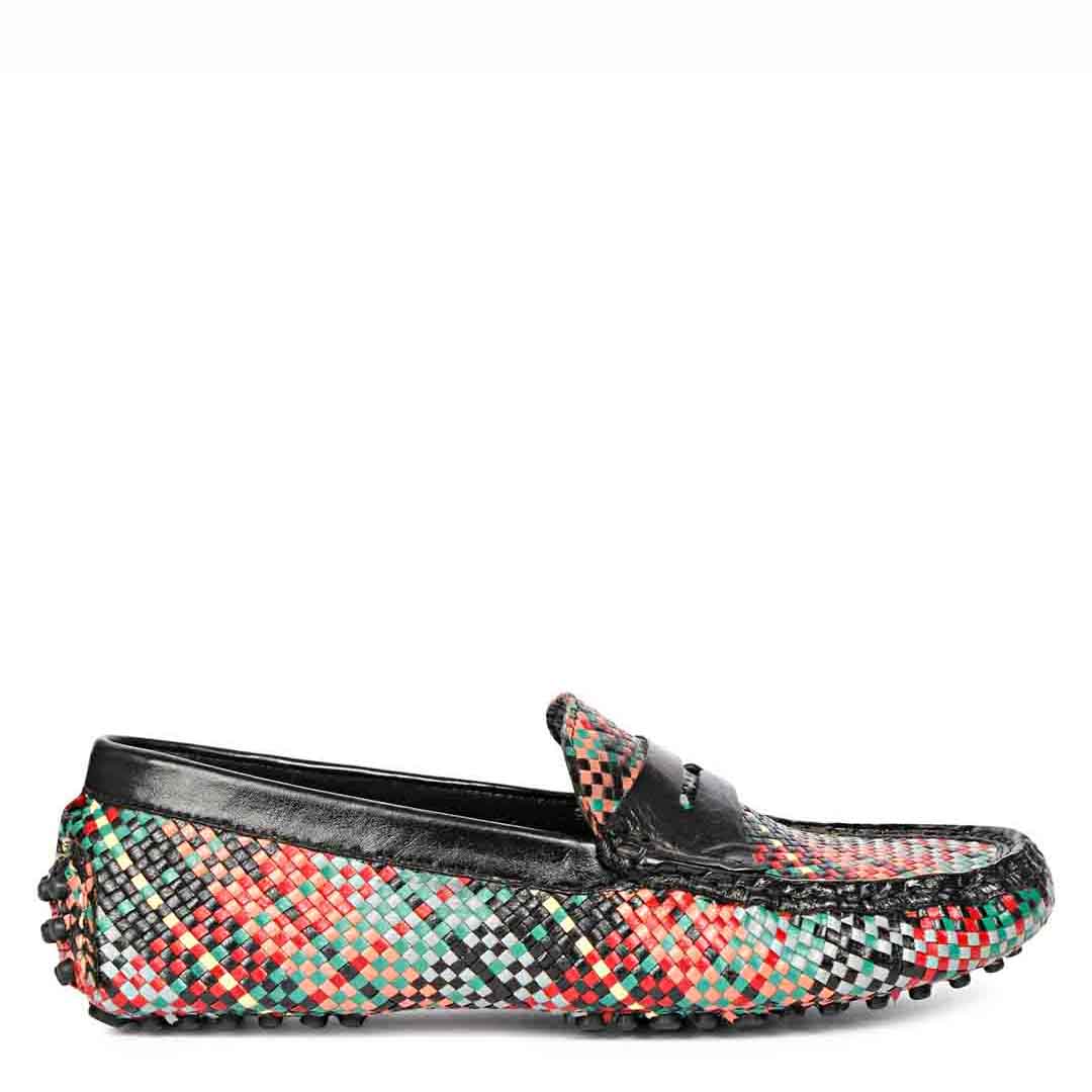 Saint Liana Multi Black Woven Leather Loafers