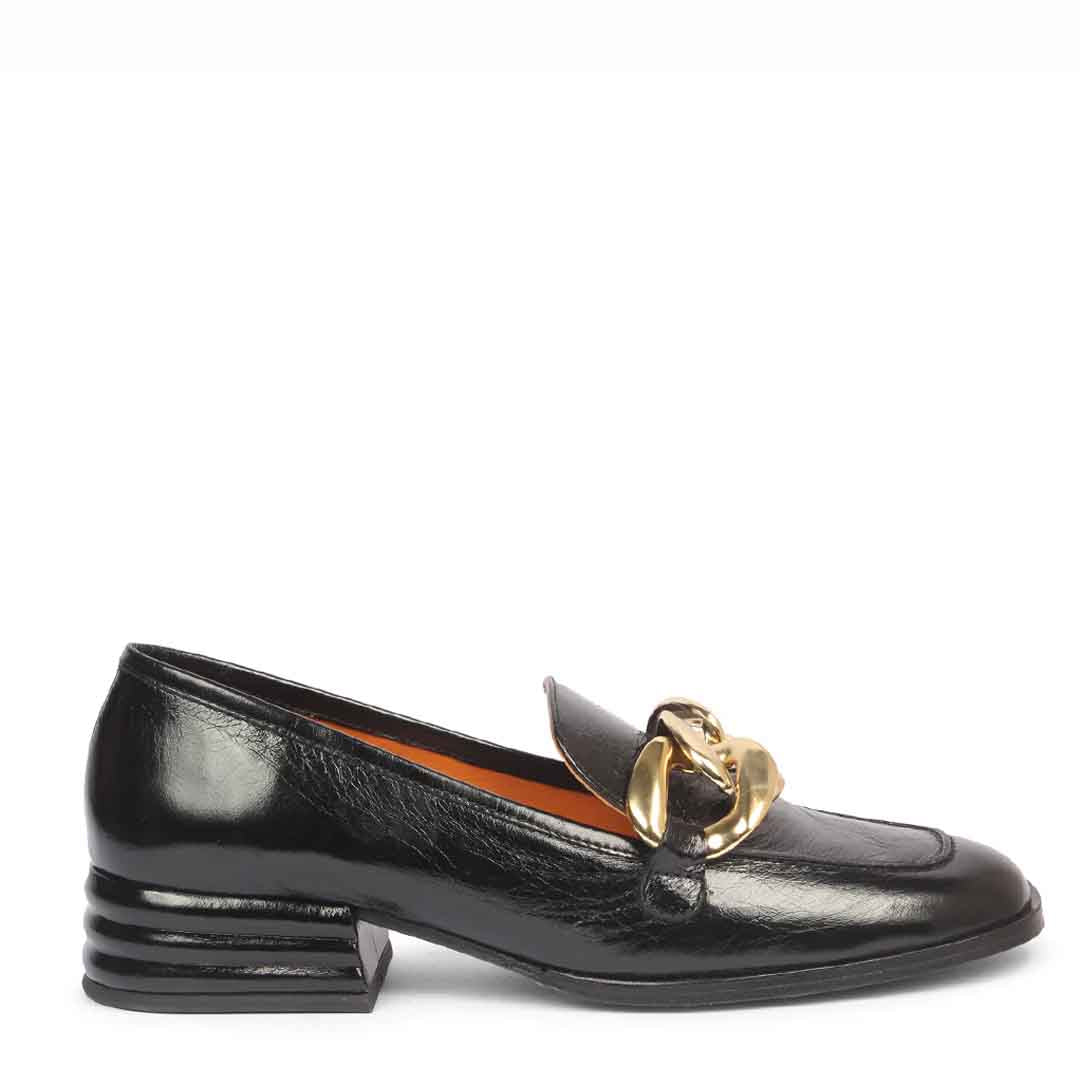 Saint Juliet Black Leather Handcrafted Moccasins