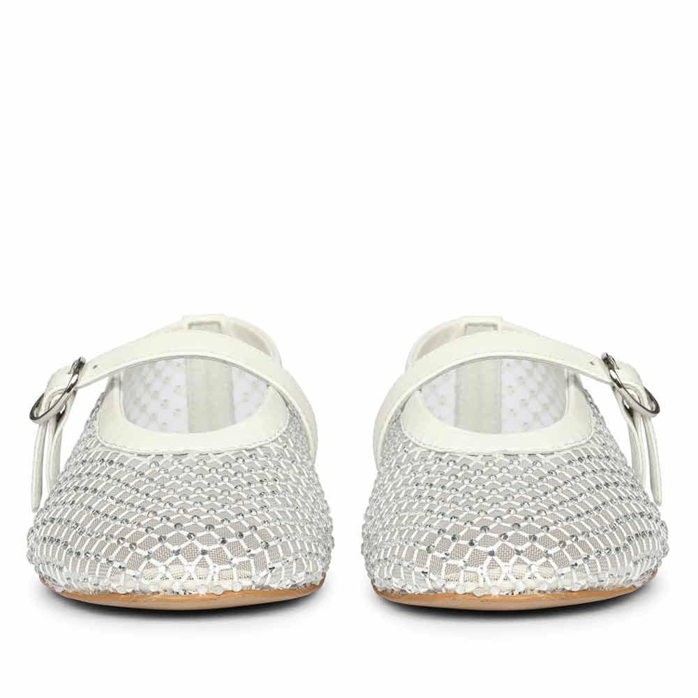 Saint Zoey Strass Embellished White Leather Flats