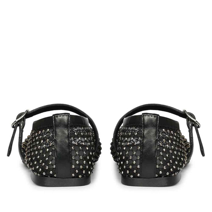 Saint Zoey Strass Embellished Black Leather Flats