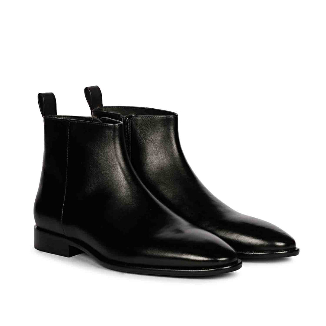 Saint Theo Black Leather Handcrafted Chelsea Boots