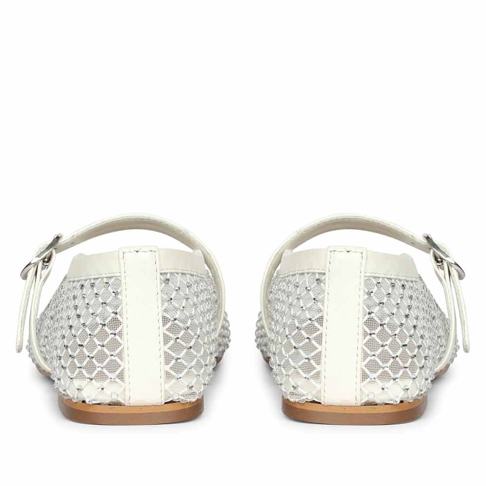 Saint Zoey Strass Embellished White Leather Flats