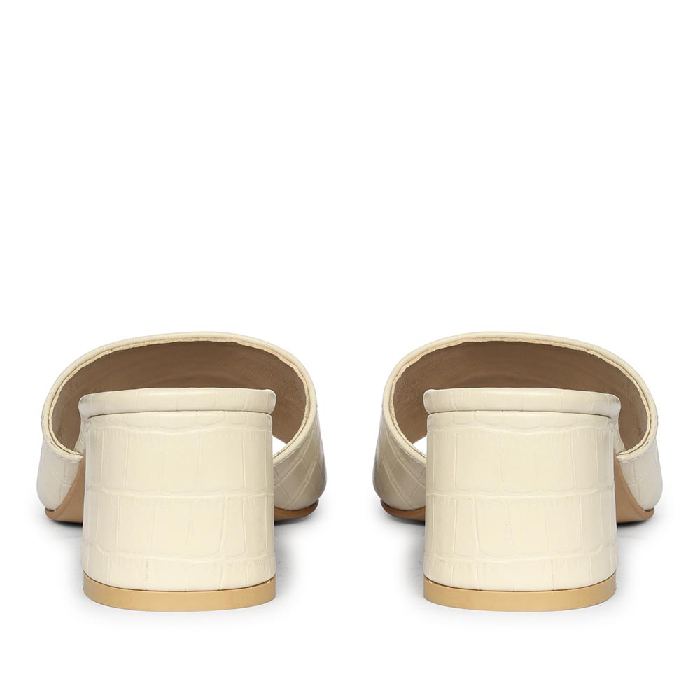 Saint Blair Off-white Croc-embossed Leather Block Heels