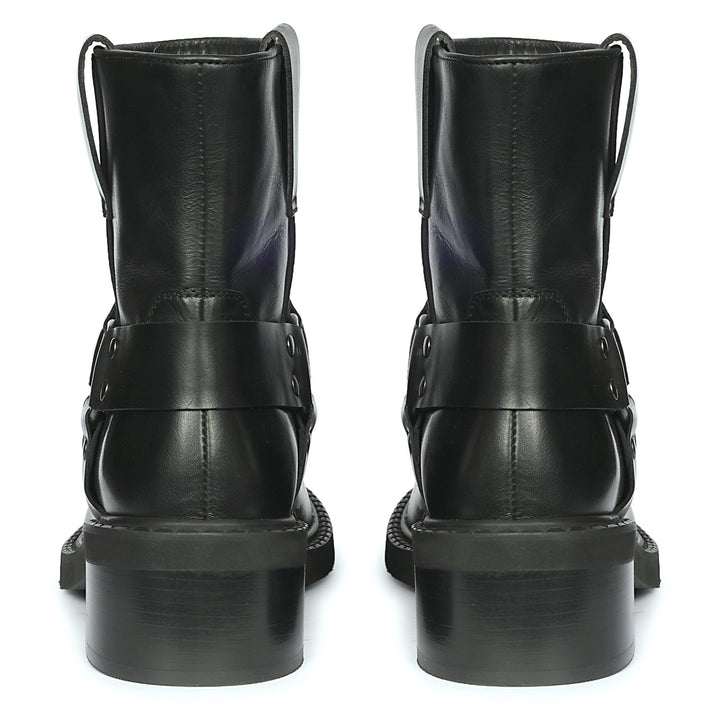 Saint Sally Saint Black Leather O-Ring High Ankle Boots