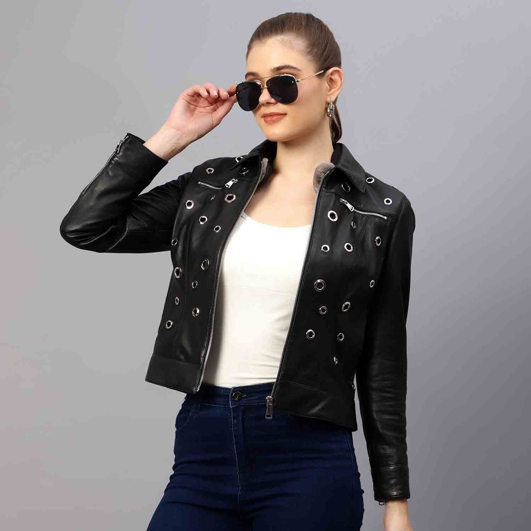 Saint Bryony Women Black Leather jacket M Saint Bryony Women Black Leather jacket M