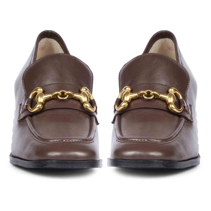 Saint Isha coffee handcrafted leather moccasin