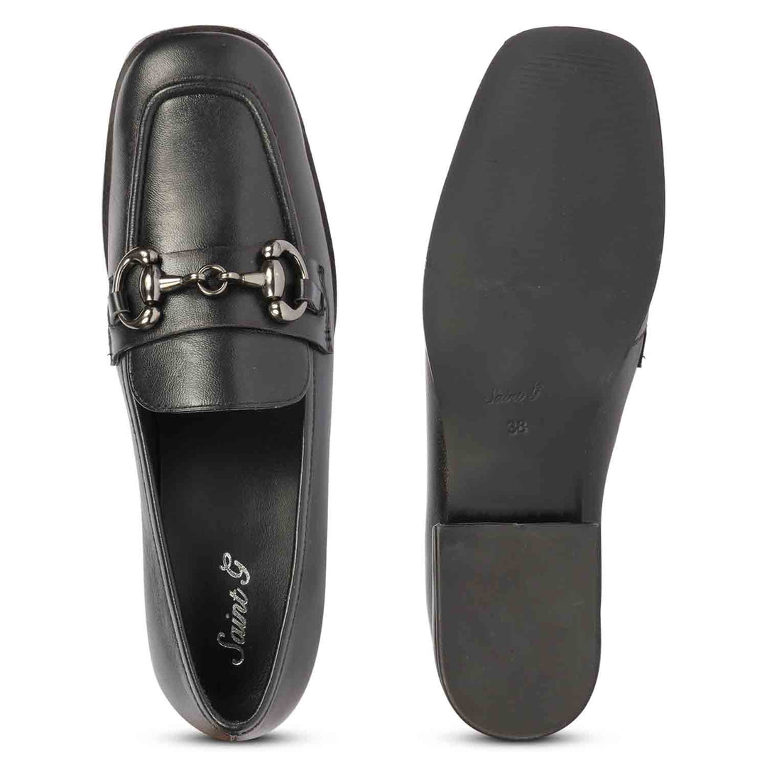 Saint Abelia Black Handcrafted Leather Moccasin