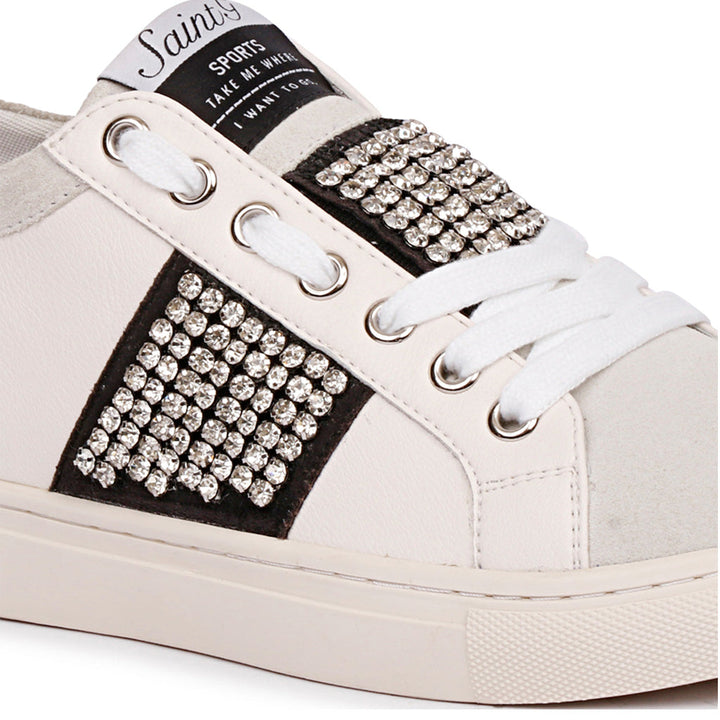 Saint Janet Off White Leather Sneakers - Stylish and comfortable footwear for a trendy look. Elevate your fashion with these chic off-white sneakers.