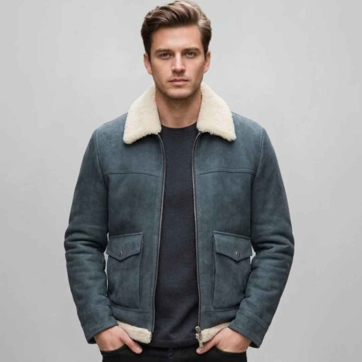 Saint Navy Men Leather Jacket