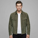 Saint Men Olive Leather Jacket