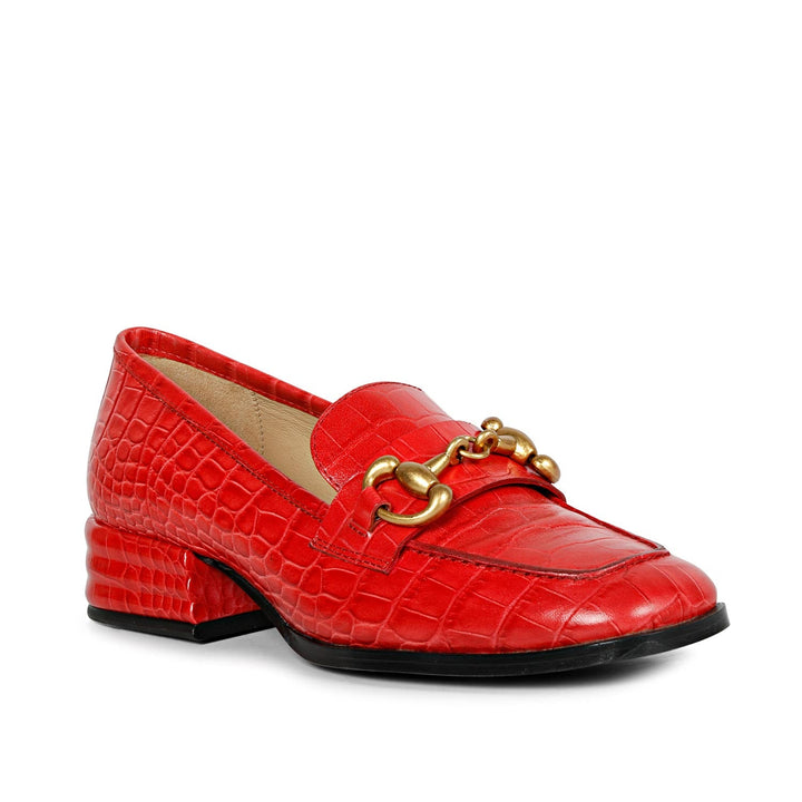 SaintG Womens Red Leather Moccasins