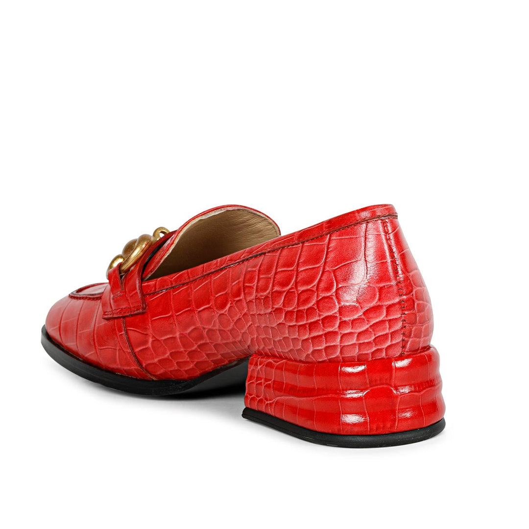 SaintG Womens Red Leather Moccasins