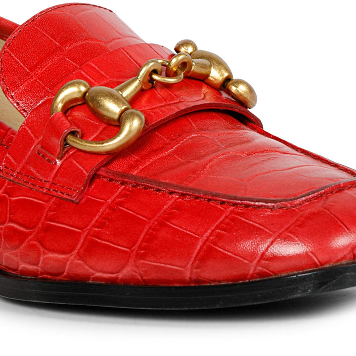 SaintG Womens Red Leather Moccasins