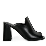 Saint Amor Black Leather Block Heel Mules.