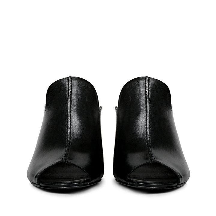 Saint Amor Black Leather Block Heel Mules.