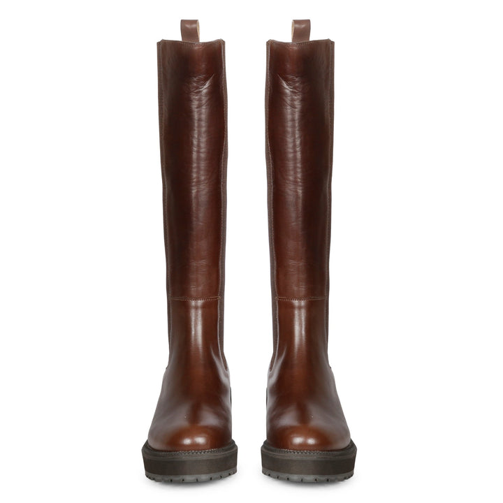 Saint Adriana Brown Leather Knee High Long Boots