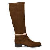 Saint Marisa Golden Cord String Brown Stretch Suede Long Boots