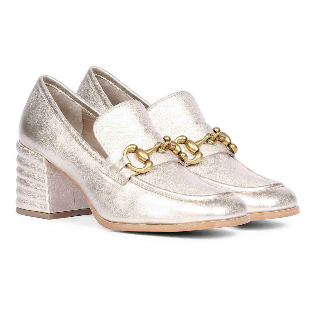 Saint Vera Metallic Gold Leather Handcrafted Shoes