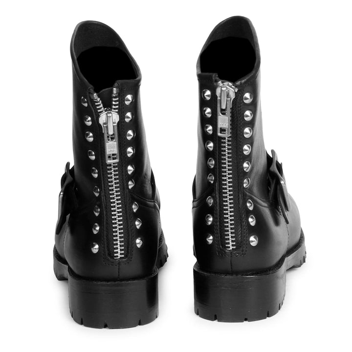 Saint Marcella Metal Studded Black Leather Ankle Boot. - SaintG