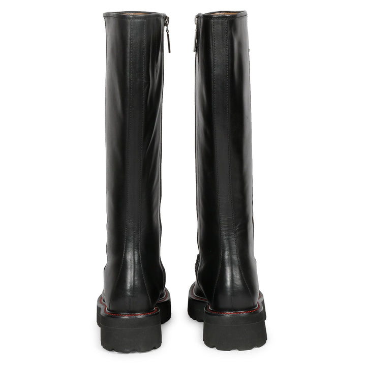 Saint Noble Horse Bit Décor Boots in Sleek Black Leather